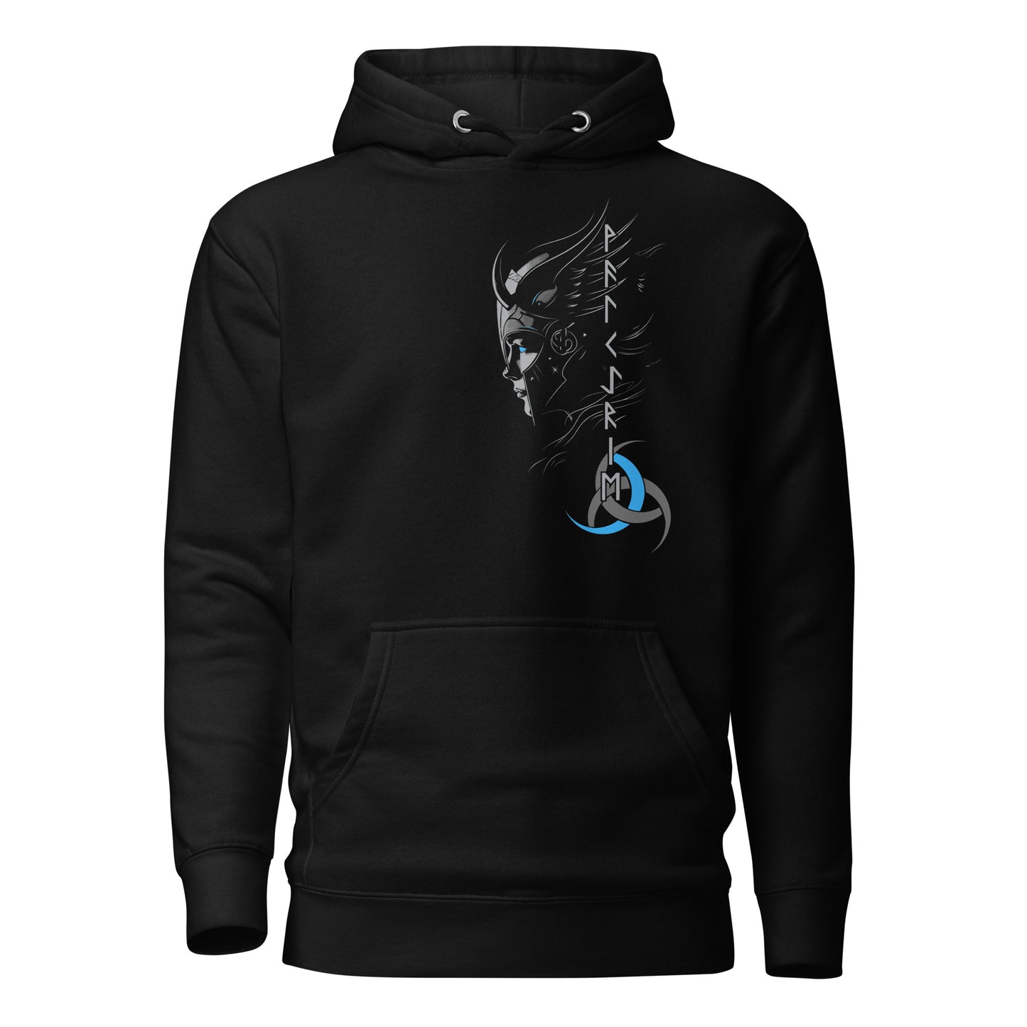 Die Walkuere Blau Wikinger Hoodie von Vorne