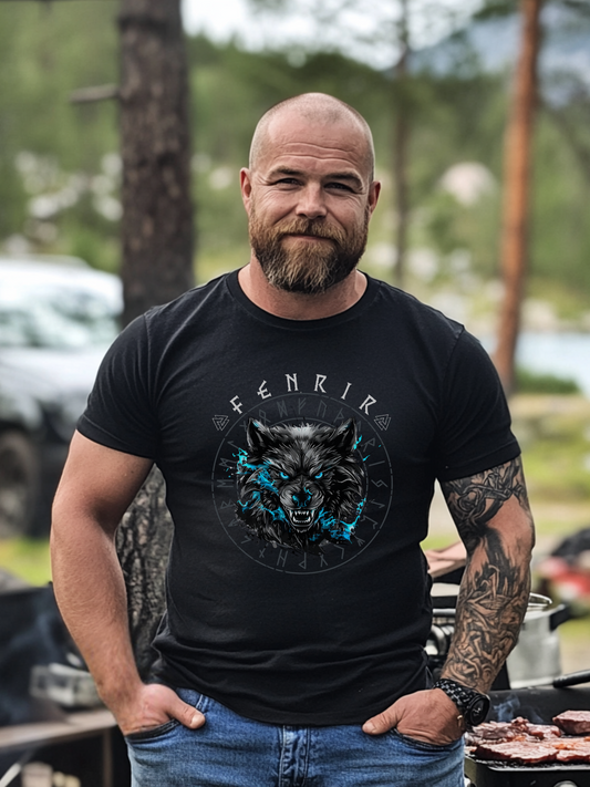 Fenrirs Zorn Wikinger T-Shirt von Vorne