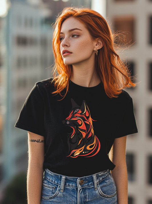 Frontansicht eines Tshirt mit einem Huebschen Fuchs darauf