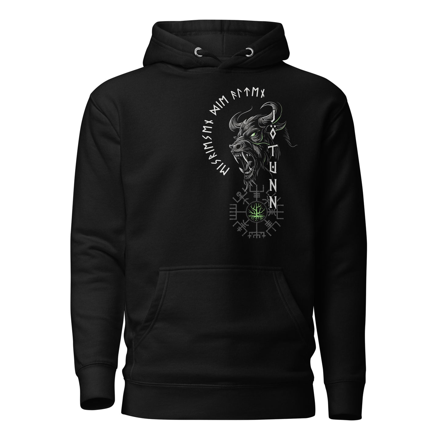 Joetunns Macht Gruen Wikinger Hoodie von Vorne