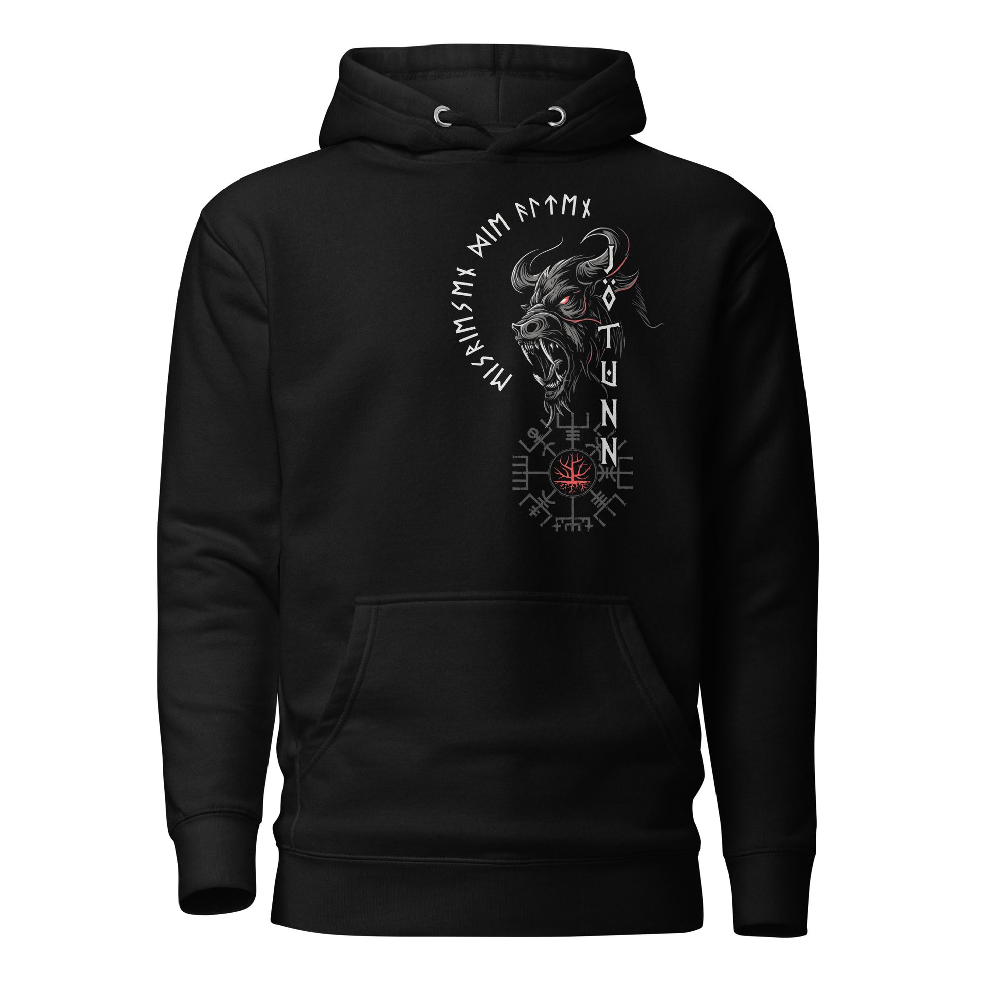 Joetunns Macht Rot Wikinger Hoodie von Vorne