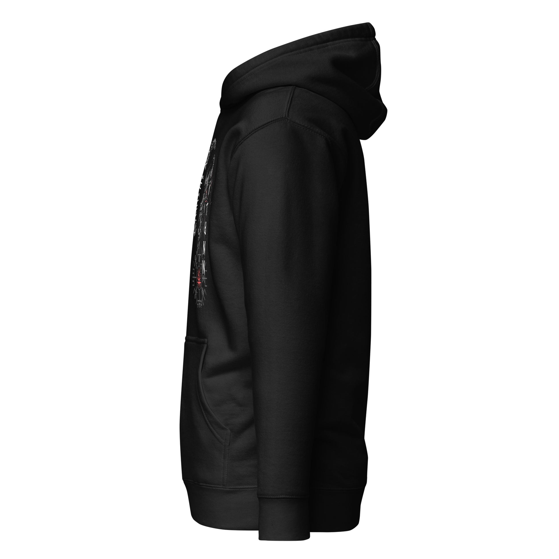 Joetunns Macht Rot Wikinger Hoodie von links