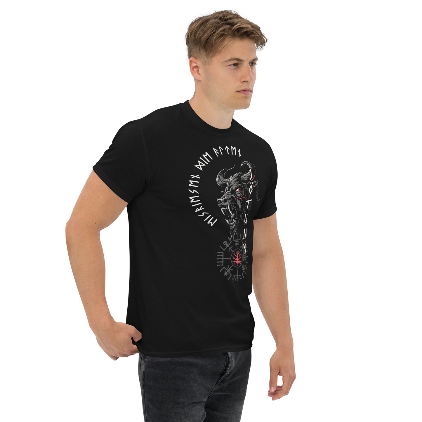 Joetunns Macht Rot Wikinger T-Shirt von Vorne