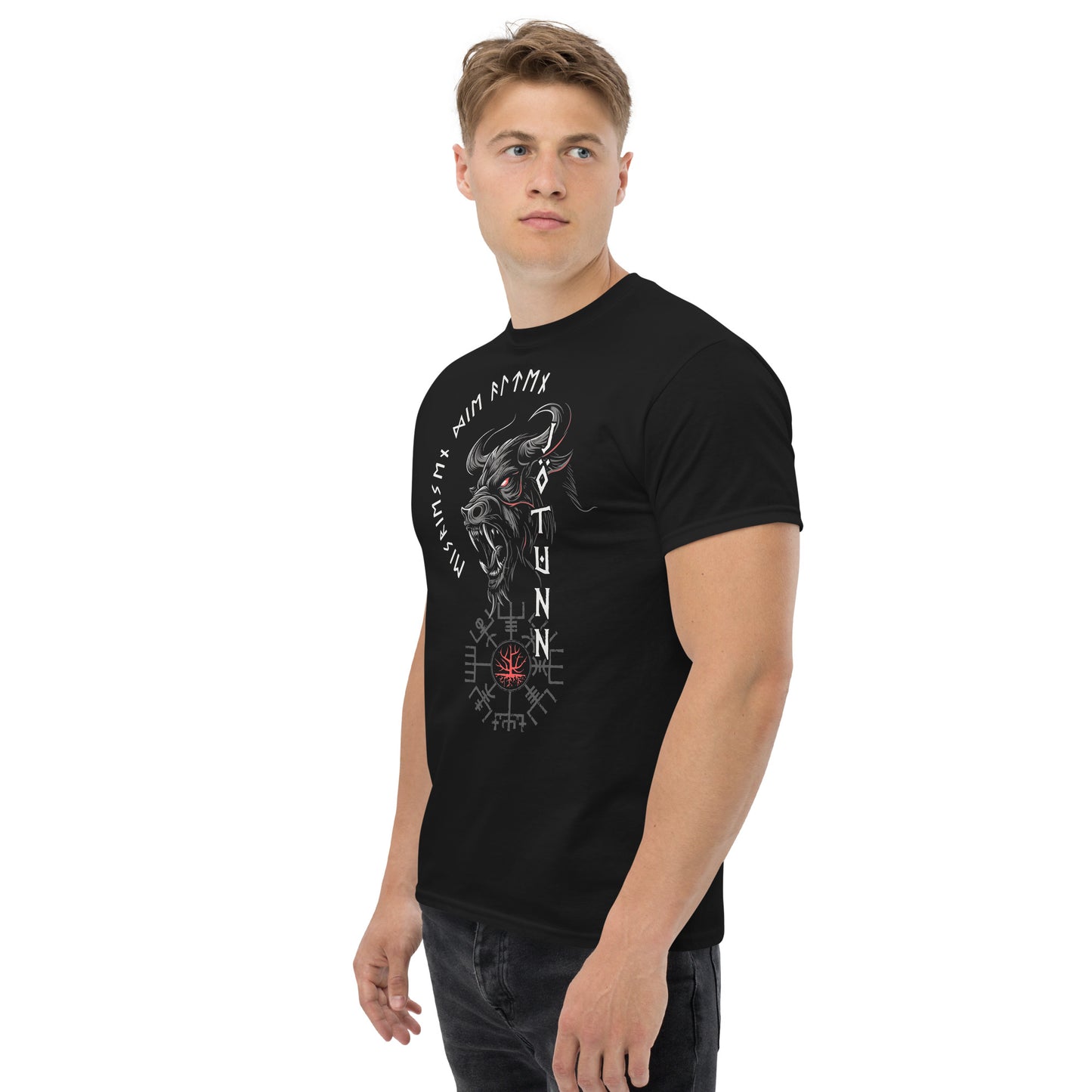 Joetunns Macht Rot Wikinger T-Shirt von Vorne