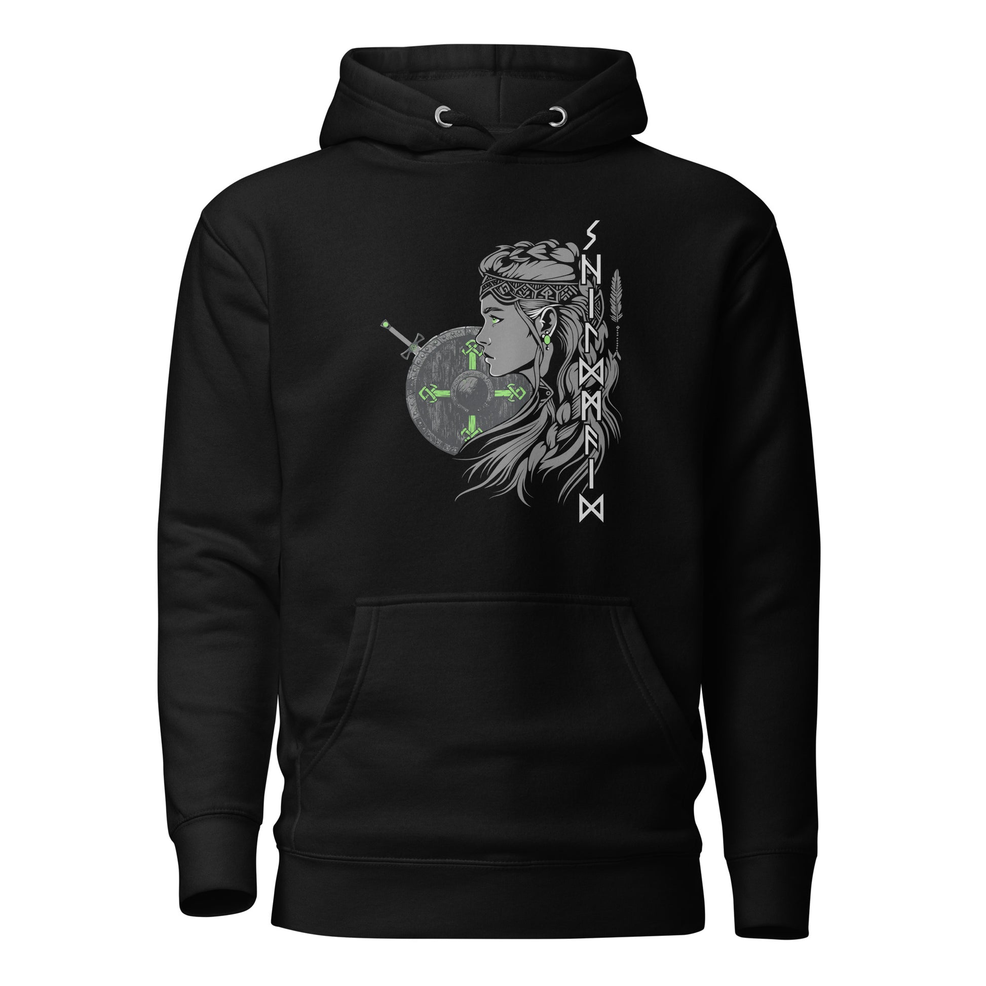Schildmaid Gruen Wikinger Hoodie von Vorne