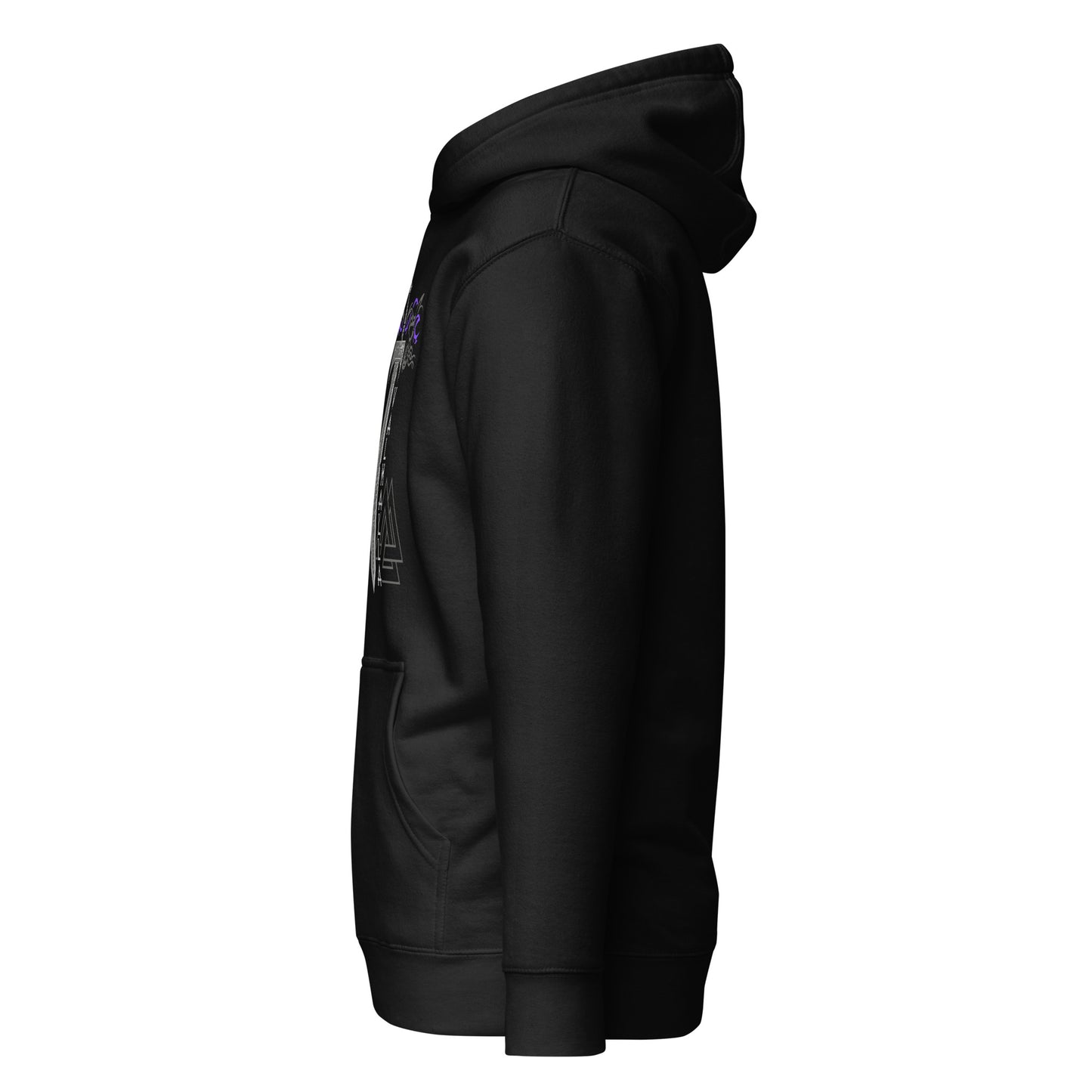 Schwert Nordische Kraft Lila Wikinger Hoodie von links