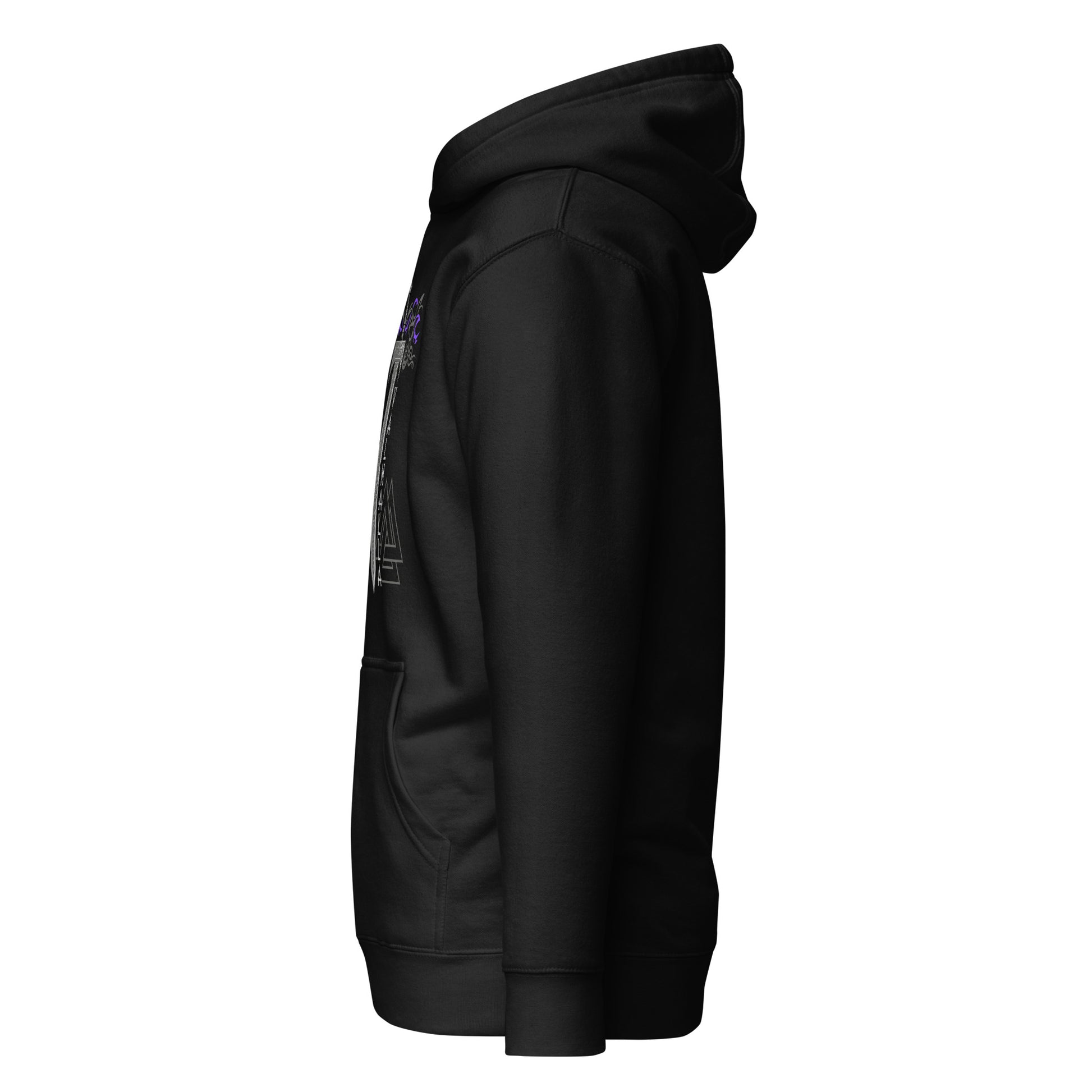 Schwert Nordische Kraft Lila Wikinger Hoodie von links