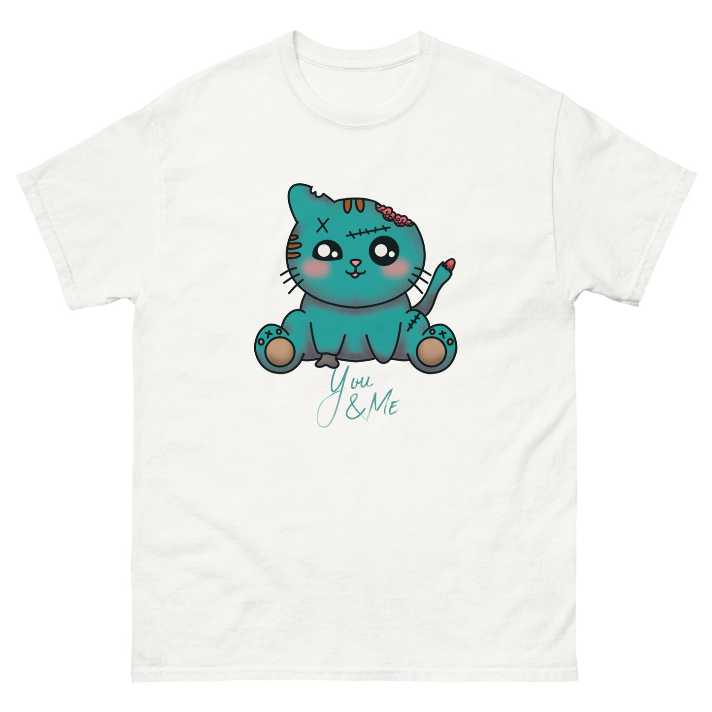 Frontansicht eines Summer Tshirt mit suessen Zombie Katze