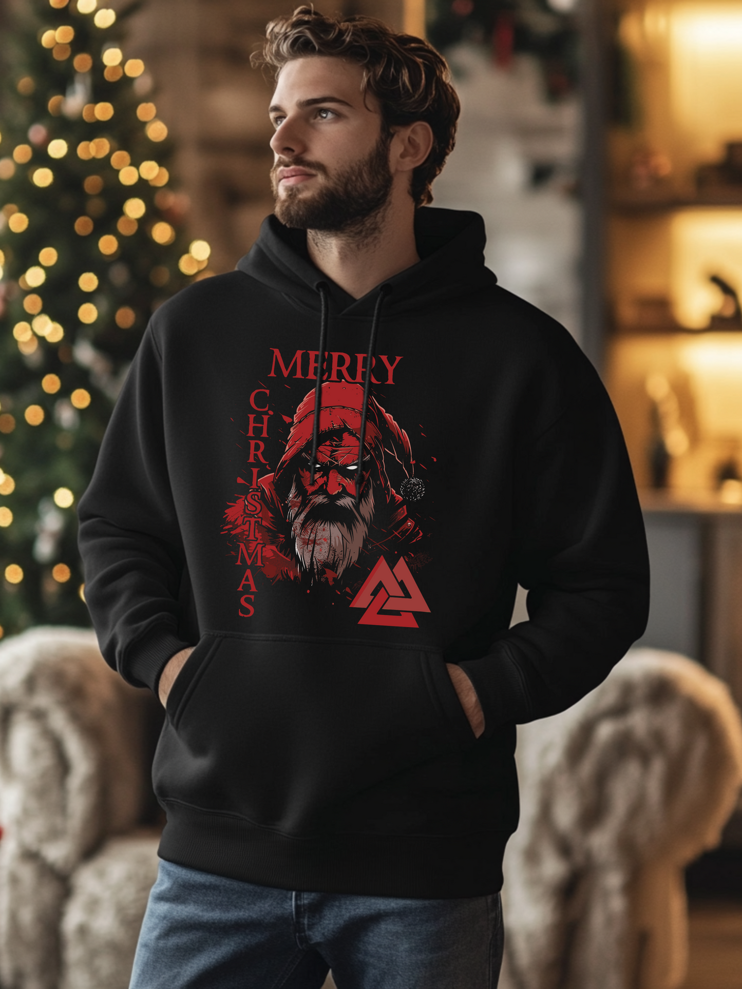 Sweat à capuche de Noël Viking - Force festive