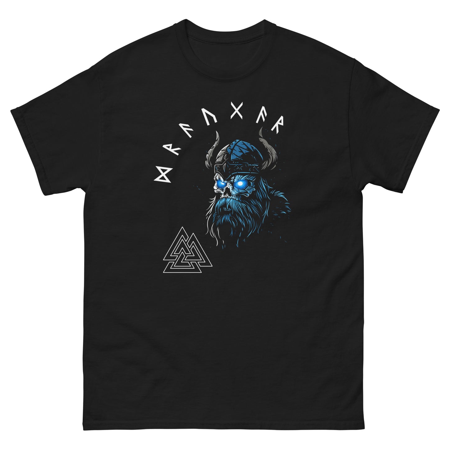 Frontansicht eines Wikinger T-Shirts mit einem Draugar nordischen Runen und Schrift
