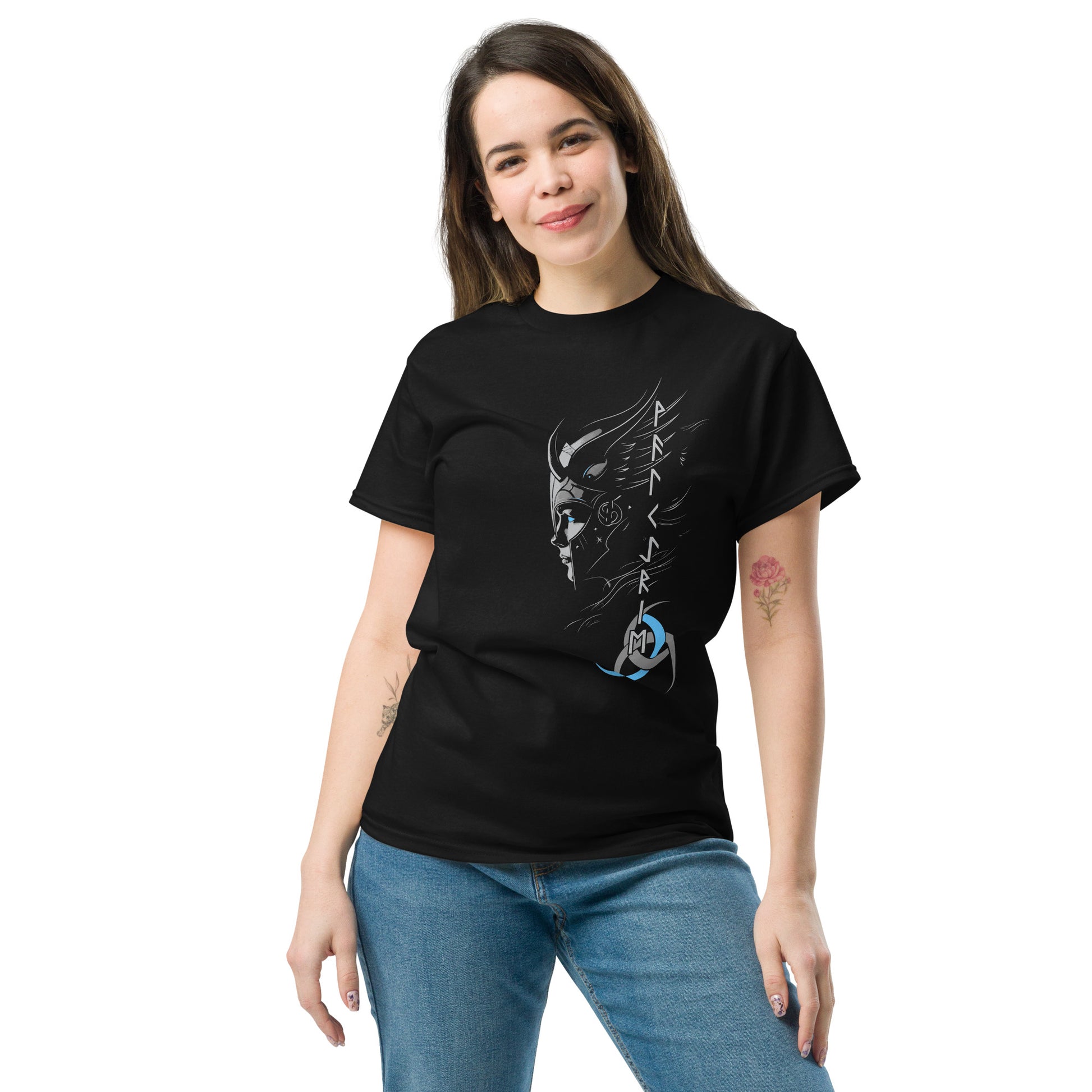 Die Walkuere Blau Wikinger T-Shirt von Vorne
