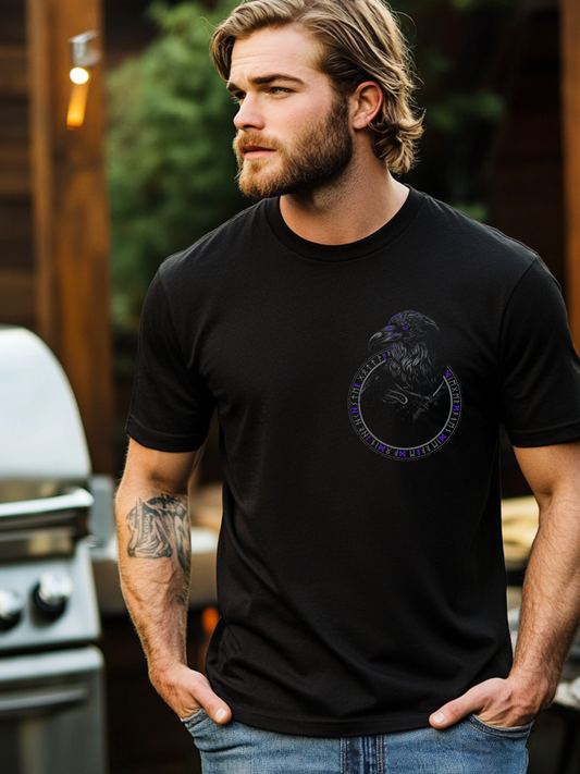 Rabe des Nordens Lila Wikinger T-Shirt von Vorne
